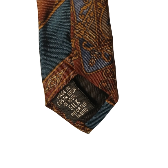 VTG BILL BLASS Brown Blue Diagonal Stripe Multi Print Tie - Picture 4 of 6